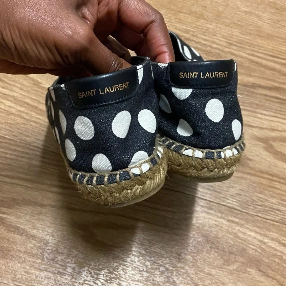 SAINT LAURENT polka dot Espadrille Flat